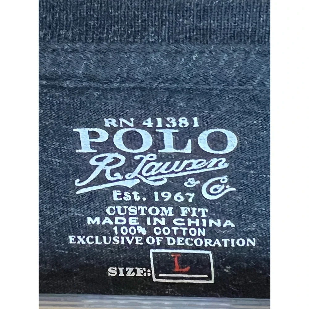 Polo Ralph Lauren Long Sleeve T-Shirt Mens L Charcoal Grey Custom Fit Cotton A23